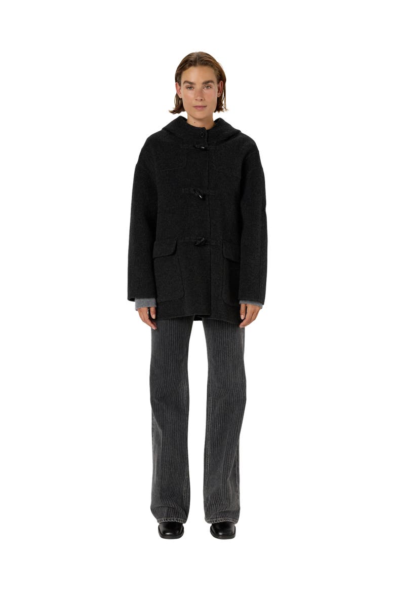 Malina Hooded Wool Coat, Main, color, Charcoal