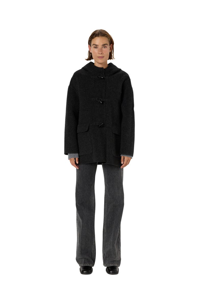 GERARD DAREL Malina Hooded Wool Coat, Main, color, Charcoal