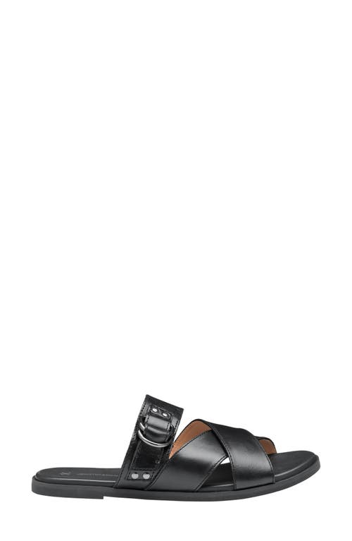 Johnston & Murphy Shayla Crossover Slide Sandal In Black Calfskin