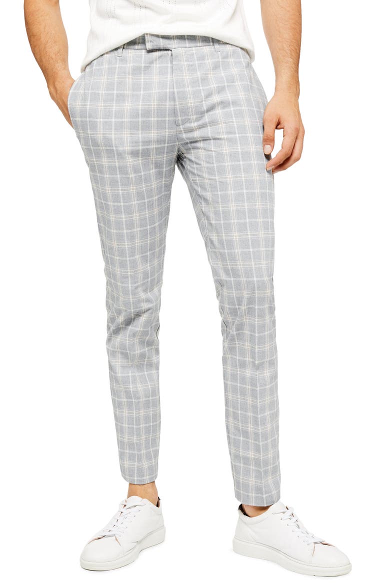 Myth Check Skinny Fit Dress Pants, Main, color, GREY MULTI