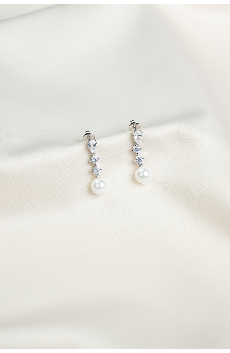 Untamed Petals Serenade Pearl and Crystal Earrings, Alternate, color, Silver