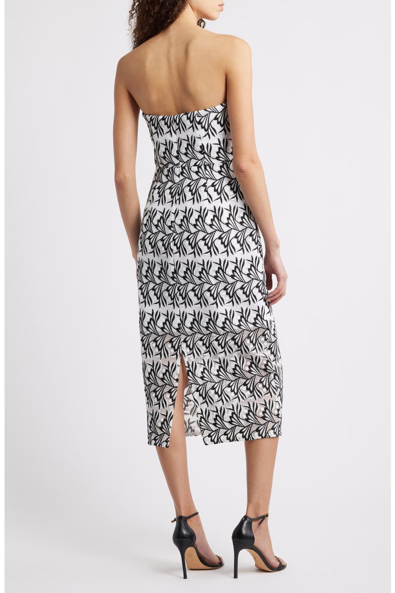 Strapless Jacquard Sheath Dress, Alternate, color, BLACK/ WHITE