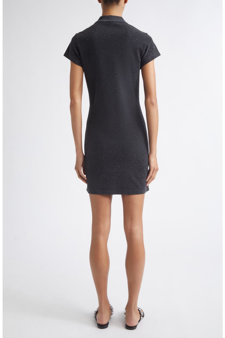Crystal Embellished Shrunken Piqué Polo Minidress, Alternate, color, WASHED BLACK