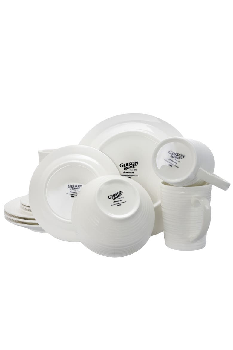 Amelia Court 16 Piece Dinnerware Set   Embossed, Alternate, color, White