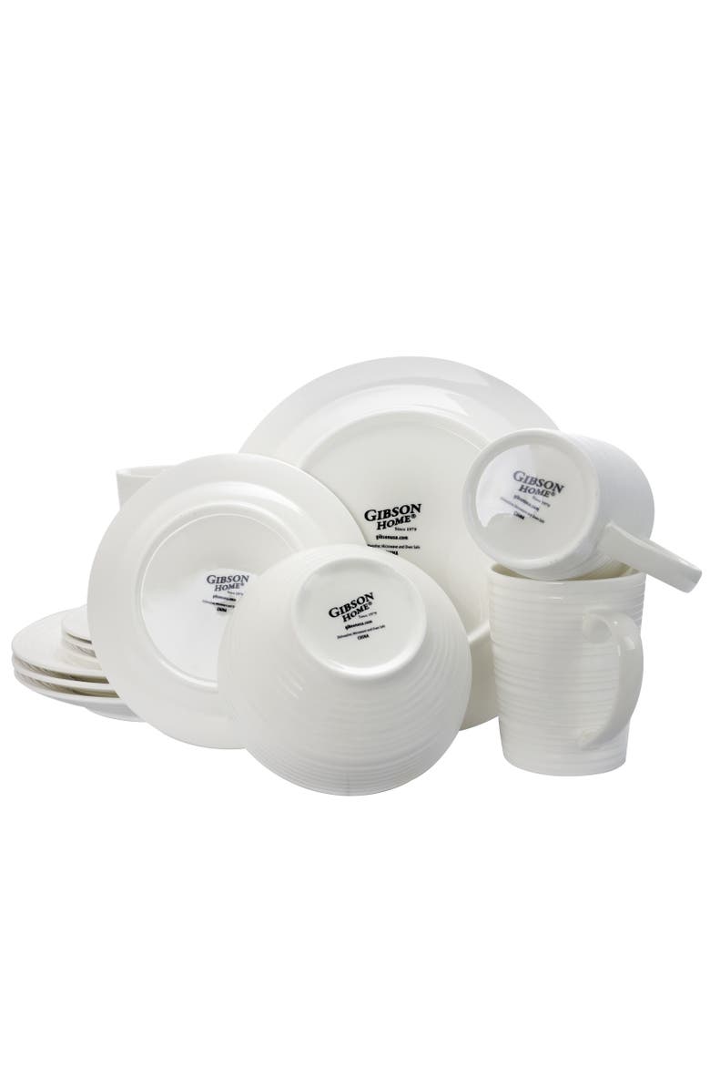 Gibson Home Amelia Court 16 Piece Dinnerware Set Embossed, Alternate, color, White