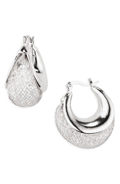 Crystal Mesh Hoop Earrings