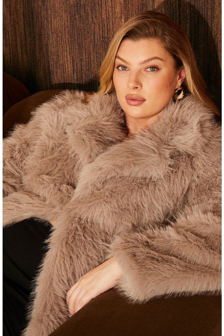 Rory Faux Fur Jacket, Alternate, color, PEBBLE