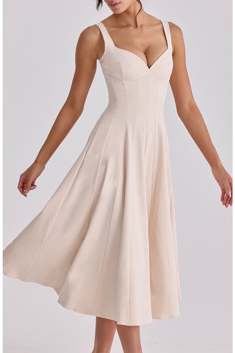Carlotta Twill Fit & Flare Dress, Alternate, color, IVORY