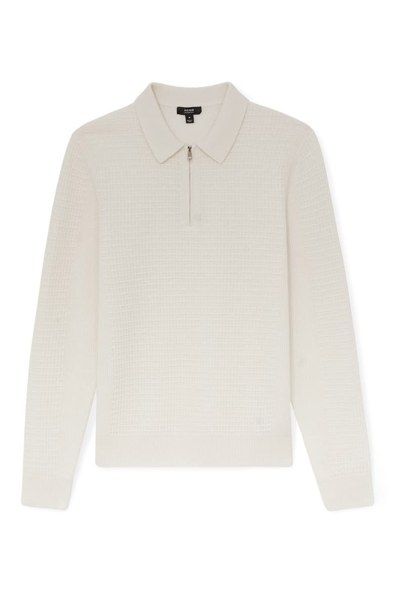Hamilton Textured Long Sleeve Wool Quarter Zip Polo, Alternate, color, OFF WHITE
