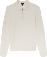 Reiss Hamilton Textured Long Sleeve Wool Quarter Zip Polo