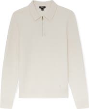 Reiss Hamilton Textured Long Sleeve Wool Quarter Zip Polo