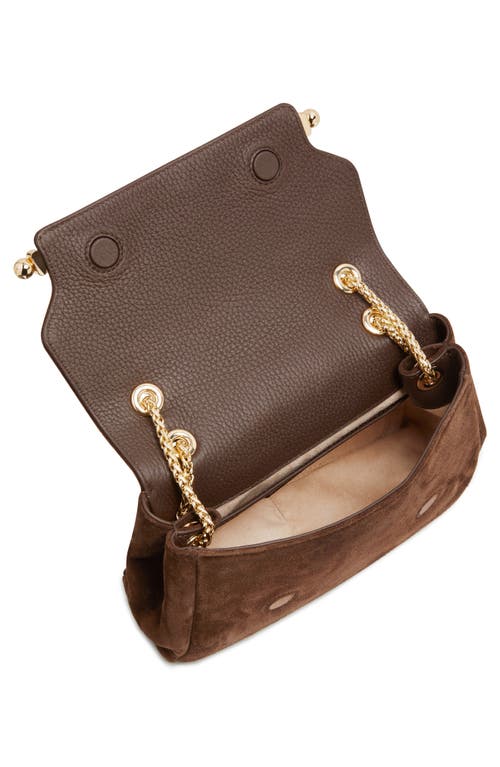 Strathberry Mini East/west Suede Soft Crossbody Bag In Chocolate
