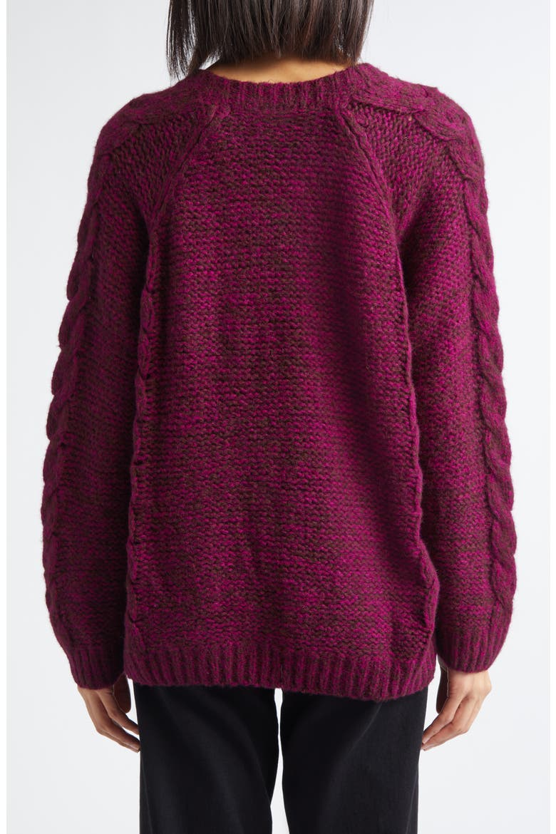 Eiderdown Alpaca Blend Cable Sweater, Alternate, color, MAROON