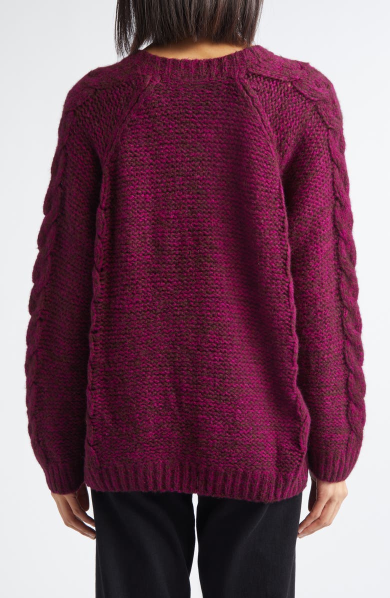 Bode Eiderdown Alpaca Blend Cable Sweater, Alternate, color, Maroon