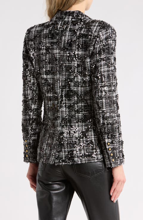 Colin Double Breasted Sequin Tweed Blazer