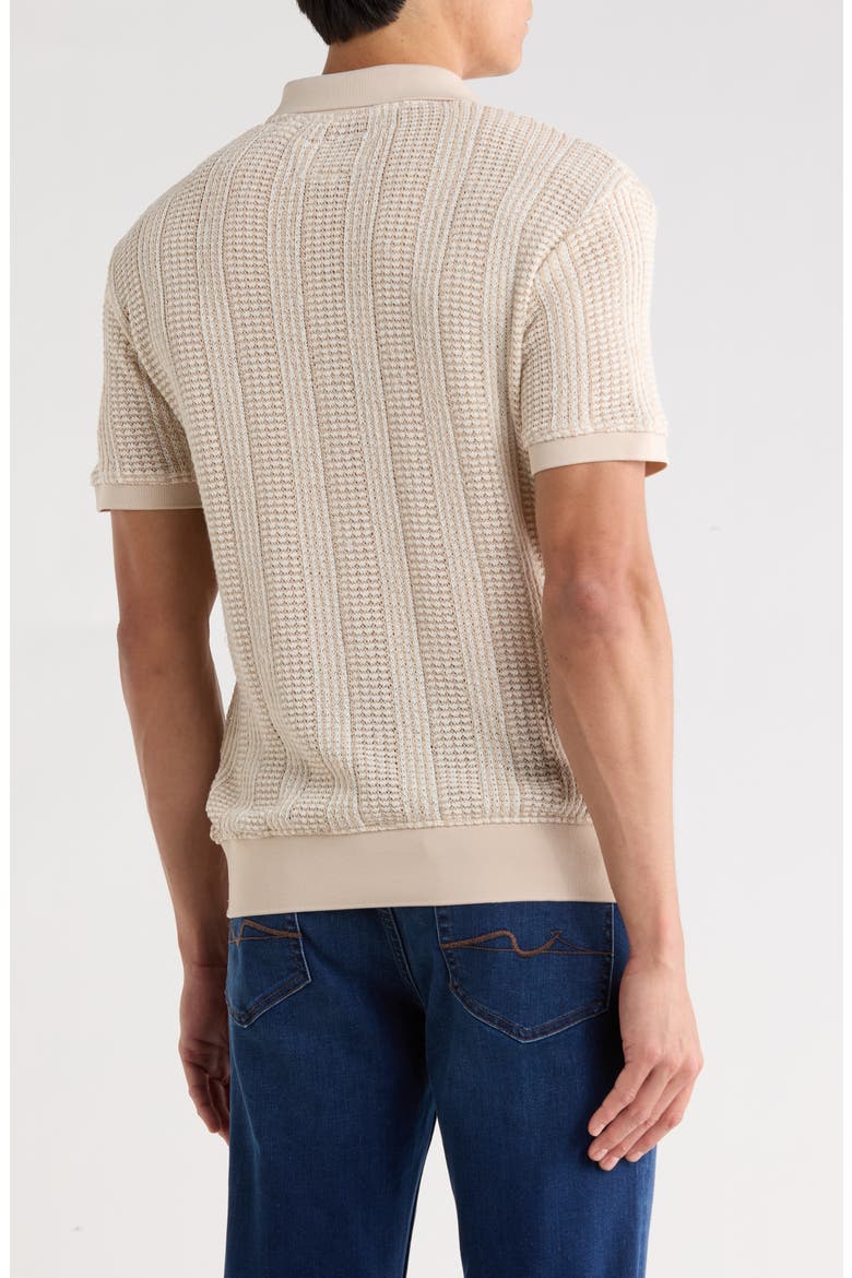 Textured Knit Quarter Zip Polo, Alternate, color, BEIGE W/ CREAM