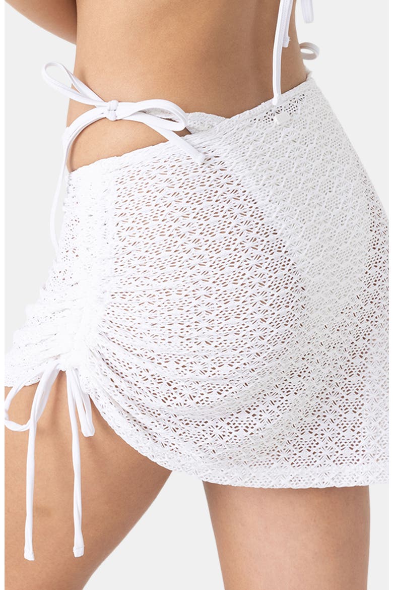 Ruched Sheer Cover-Up Skirt, Alternate, color, WHITE