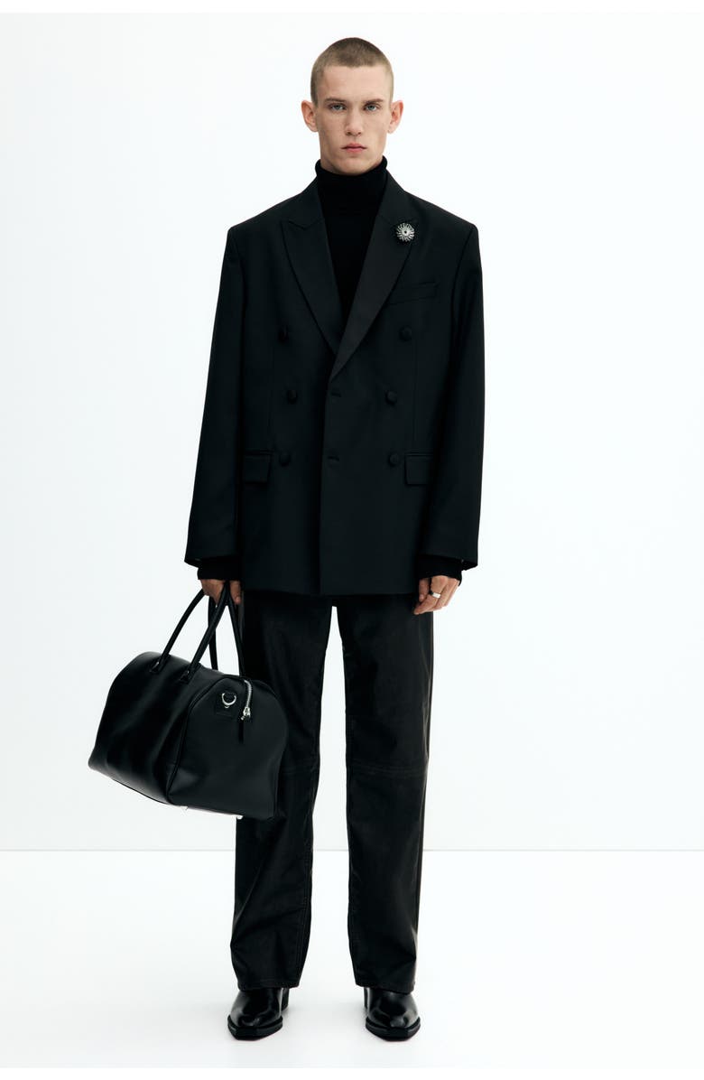 H&M Relaxed Fit Wool-blend Tuxedo Jacket, Alternate, color, Black