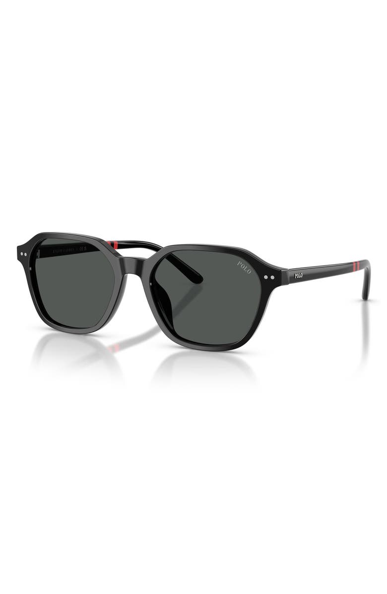 Polo Ralph Lauren 54mm Irregular Sunglasses, Alternate, color, Shiny Black / Dark Grey