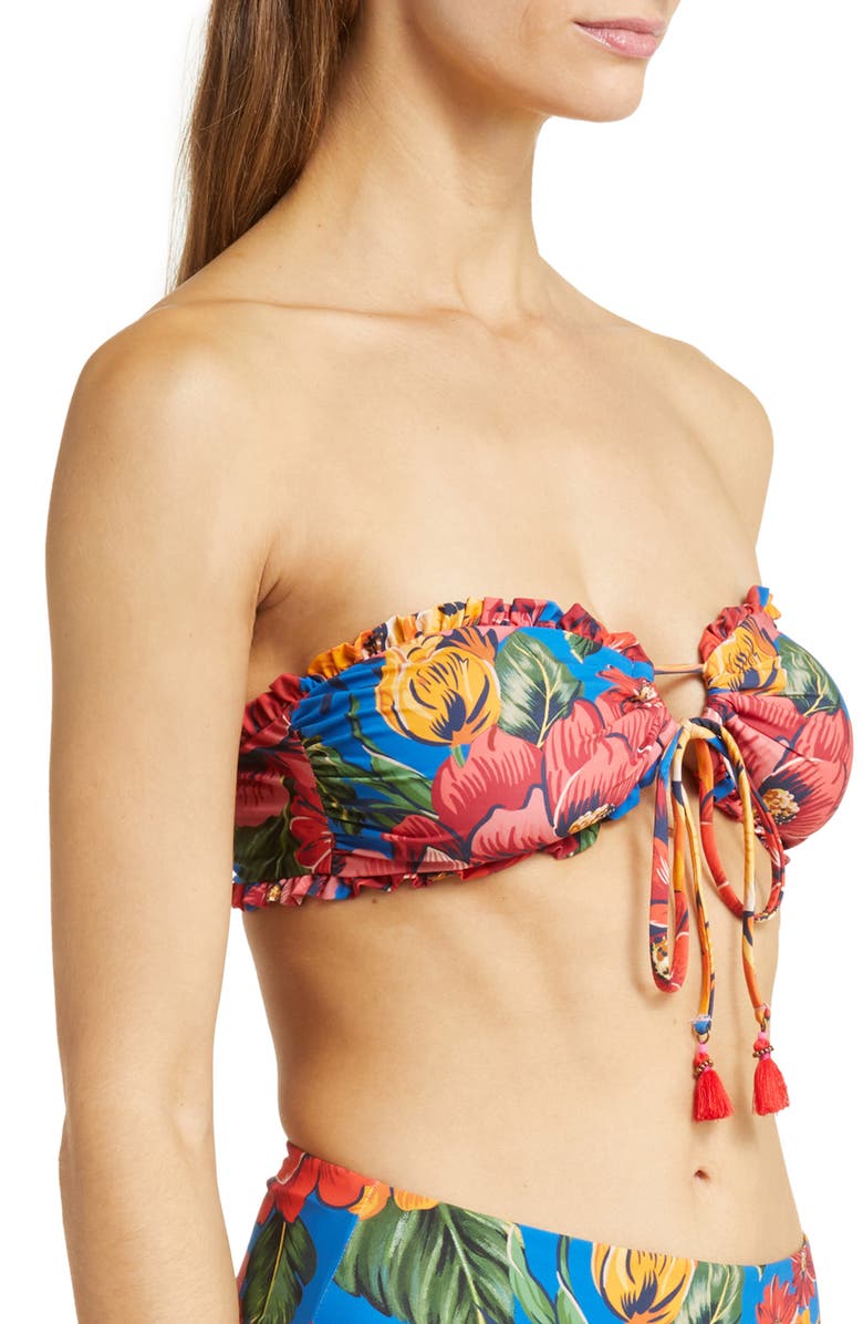FARM Rio Blue Winter Chita Strapless Bikini Top, Alternate, color, 