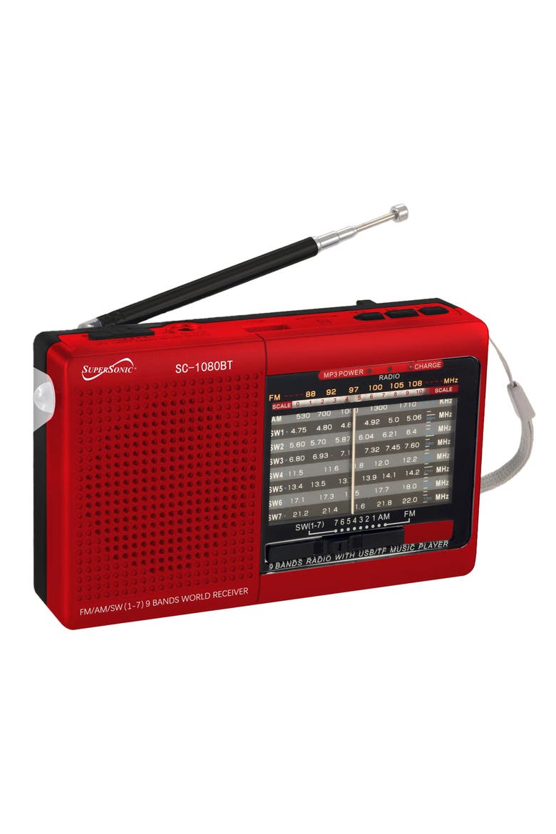 9 Band Radio with Bluetooth, Main, color, Red