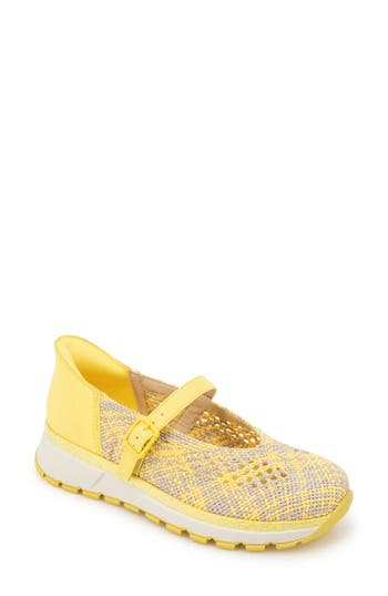 Reaction Kenneth Cole Kuerq Ez Mary Jane Sneaker In Lemon Multi Knit