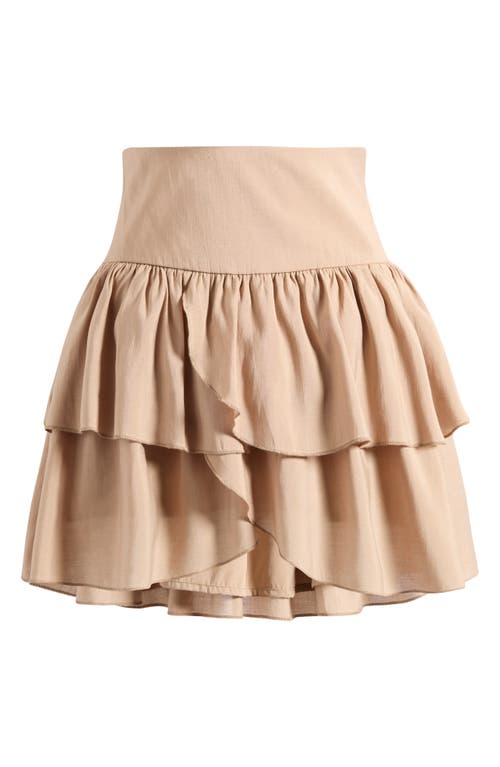 Vero Moda Clara High Waist Tiered Miniskirt In Nude