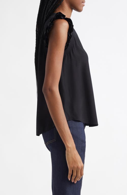 Cinq À Sept Cinq A Sept Lenore Ruffle Trimmed Silk Top In Black