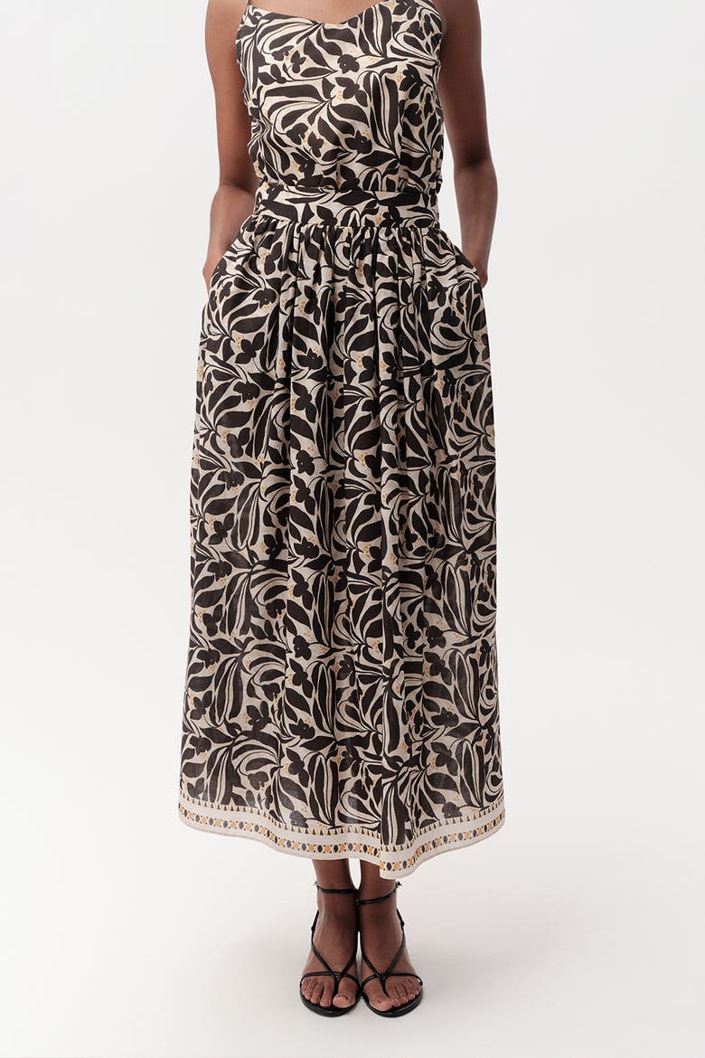 Chantal High Waist Zippered Midi Skirt With Pockets, Alternate, color, Multi Color