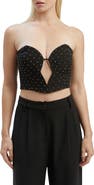 Bardot Eleni Embellished Strapless Velvet Corset Crop Top