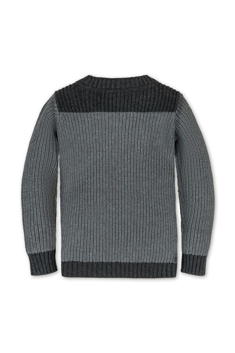 Kids' Organic Long Sleeve Shoulder Detail Crewneck Pullover Sweater, Alternate, color, Gray Heather Colorblock
