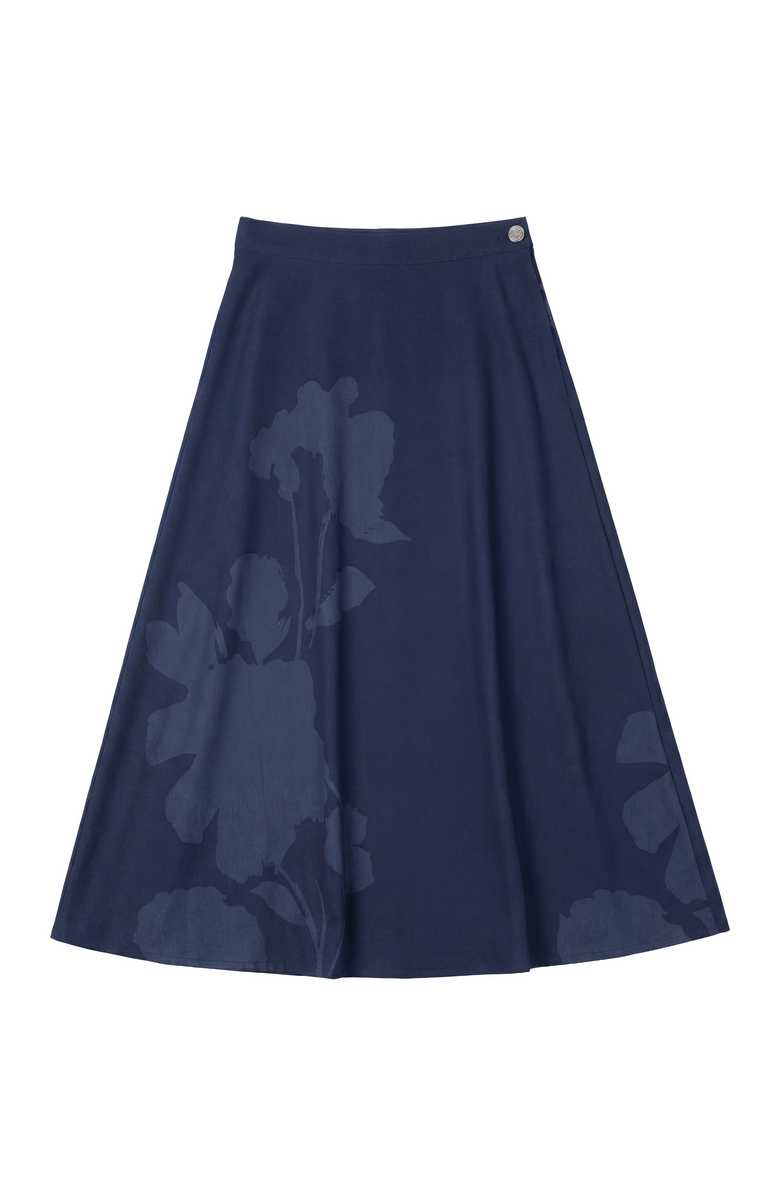 Versatile Denim Side Zipper Panel Construction Midi Skirt, Main, color, Dark Denim