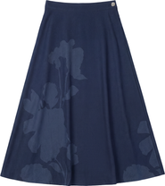 Versatile Denim Side Zipper Panel Construction Midi Skirt