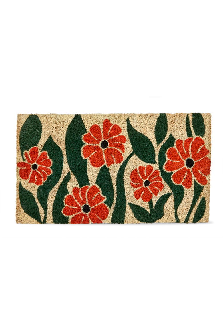 Orange Flower Coir Mat Multi Coir Everyday, Main, color, Orange