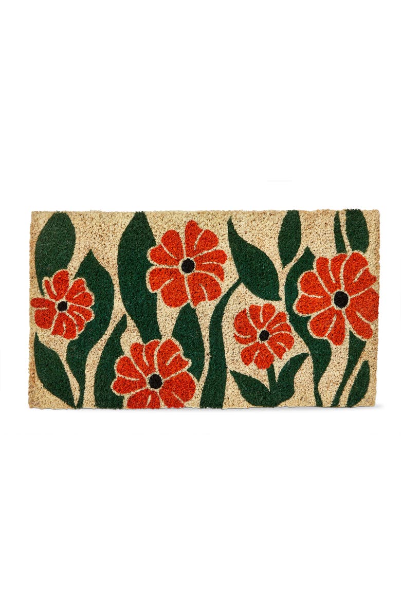 tag Orange Flower Coir Mat Multi Coir Everyday, Main, color, Orange