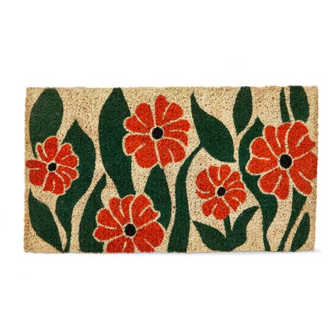 Orange Flower Coir Mat Multi Coir Everyday