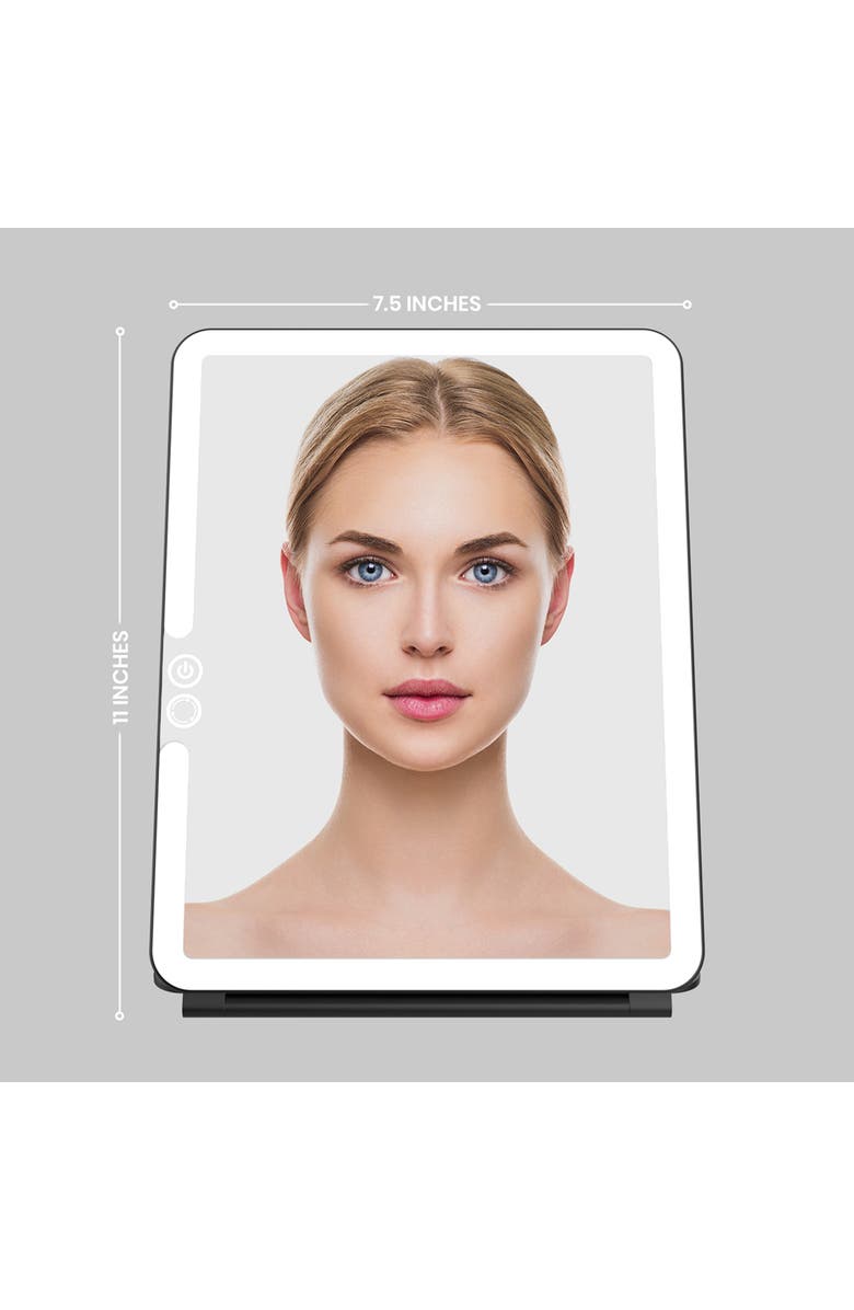 LUNA London ECLIPSE Travel Mirror | LED Lighted Rechargeable Vanity Makeup Mirror, Alternate, color, Matte Black