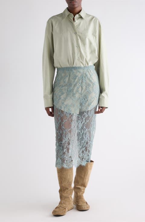 Mixed Media Long Sleeve Shirtdress