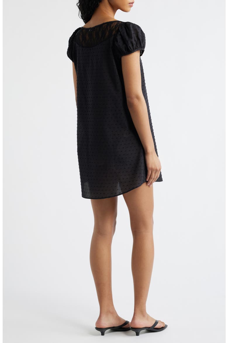 The Margaret Lace Trim Minidress, Alternate, color, BLACK