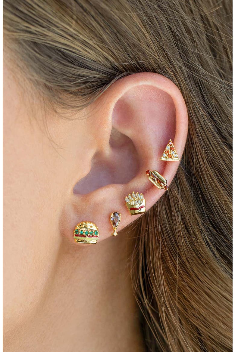 Hot Dog Stud Earrings, Alternate, color, GOLD