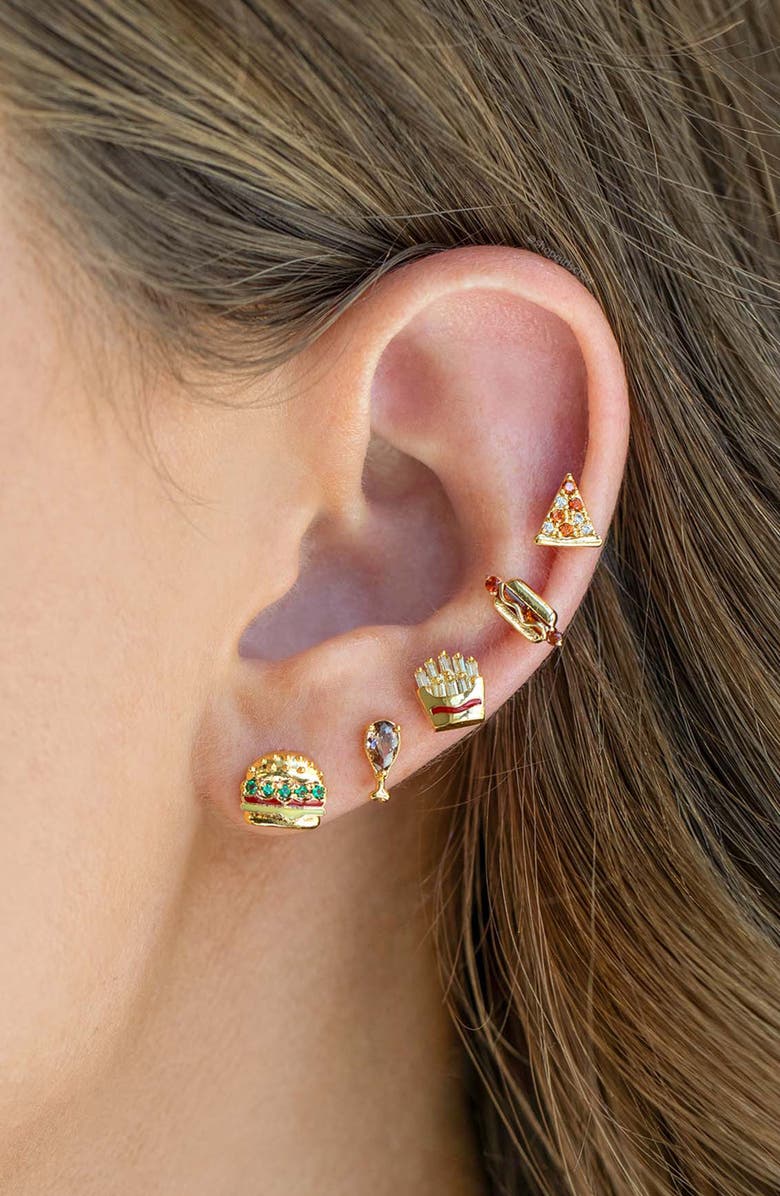 Girls Crew Hot Dog Stud Earrings, Alternate, color, Gold