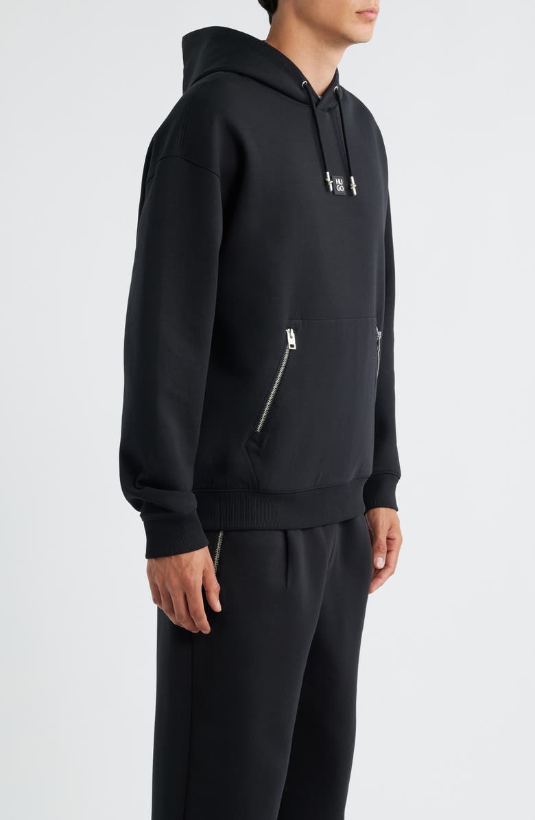 HUGO Dargen Knit Pullover Hoodie, Alternate, color, Black