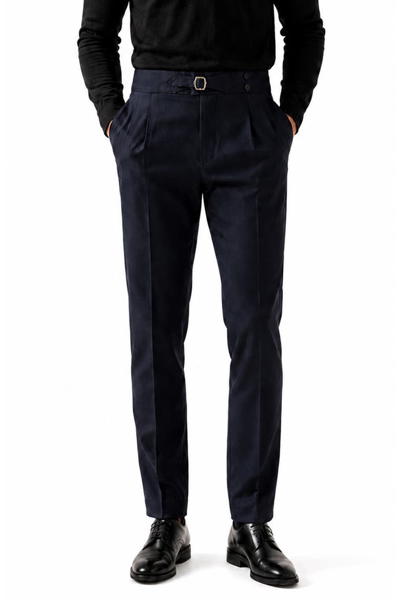 Marthyr Pleated High Waist Trouser Pants, Main, color, BLUE