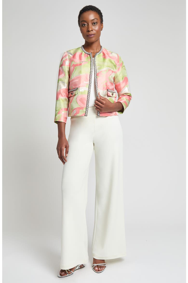 Beaded Abstract Jacquard Jacket, Alternate, color, FERN/ ORANGE BURST/ LIMESTONE