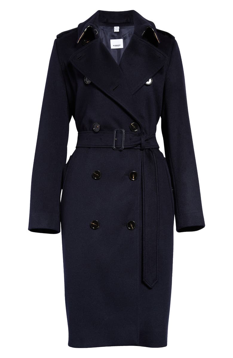 Burberry Kensington Double Breasted Cashmere Trench Coat, Main, color, 