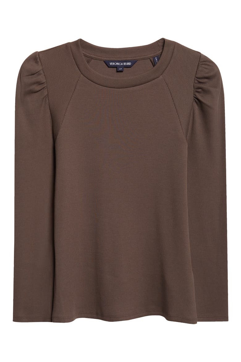 Delano Puff Shoulder Stretch Cotton Top, Alternate, color, DARK UMBER