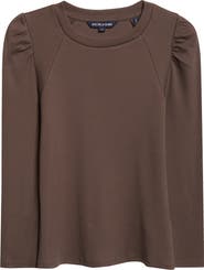 Veronica Beard Delano Puff Shoulder Stretch Cotton Top