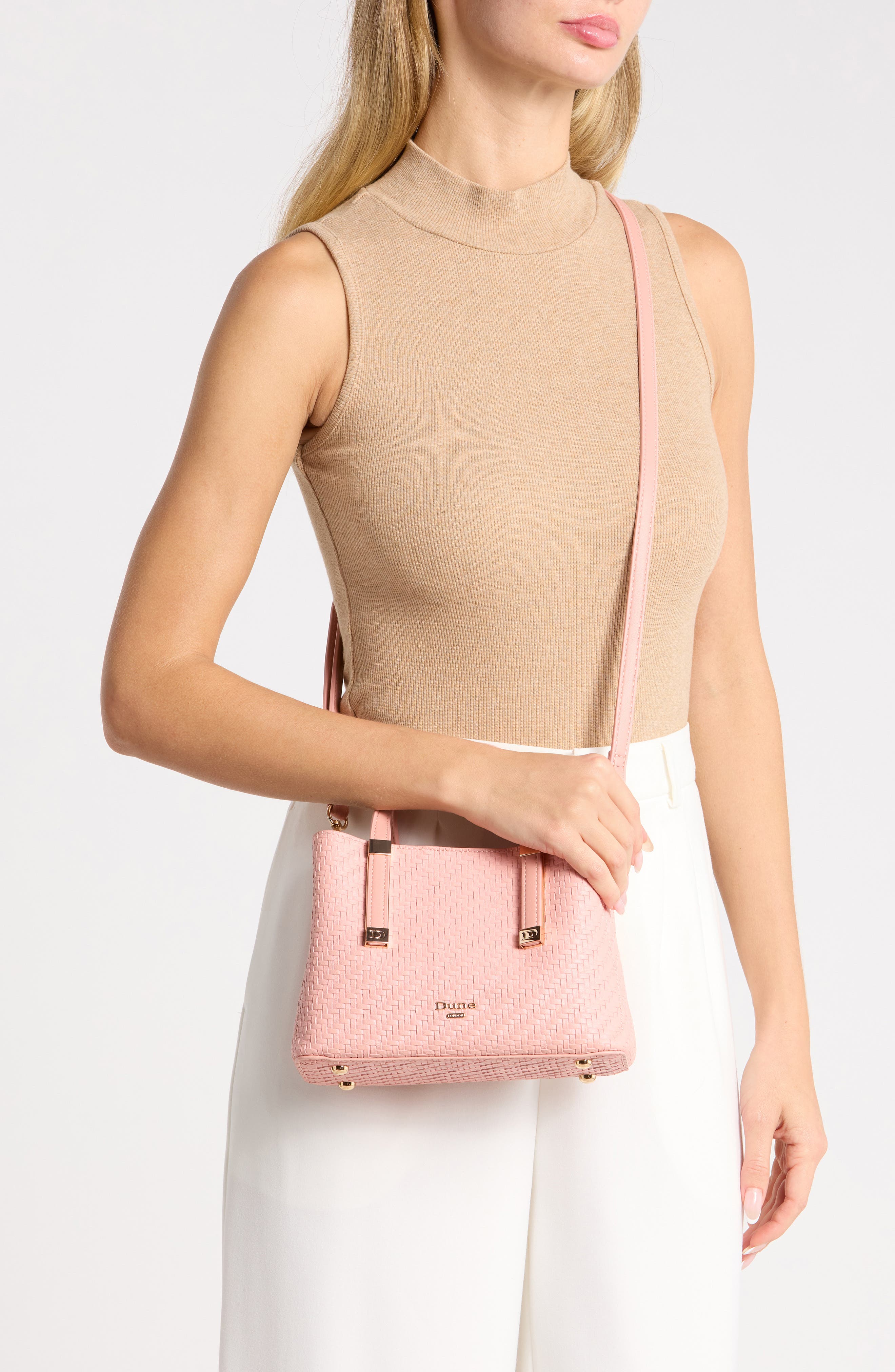 Dinky Dorrie Faux Leather Satchel, Alternate, color, BLUSH