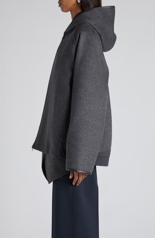 Bottega Veneta Double Face Wool Hooded Jacket In Gray