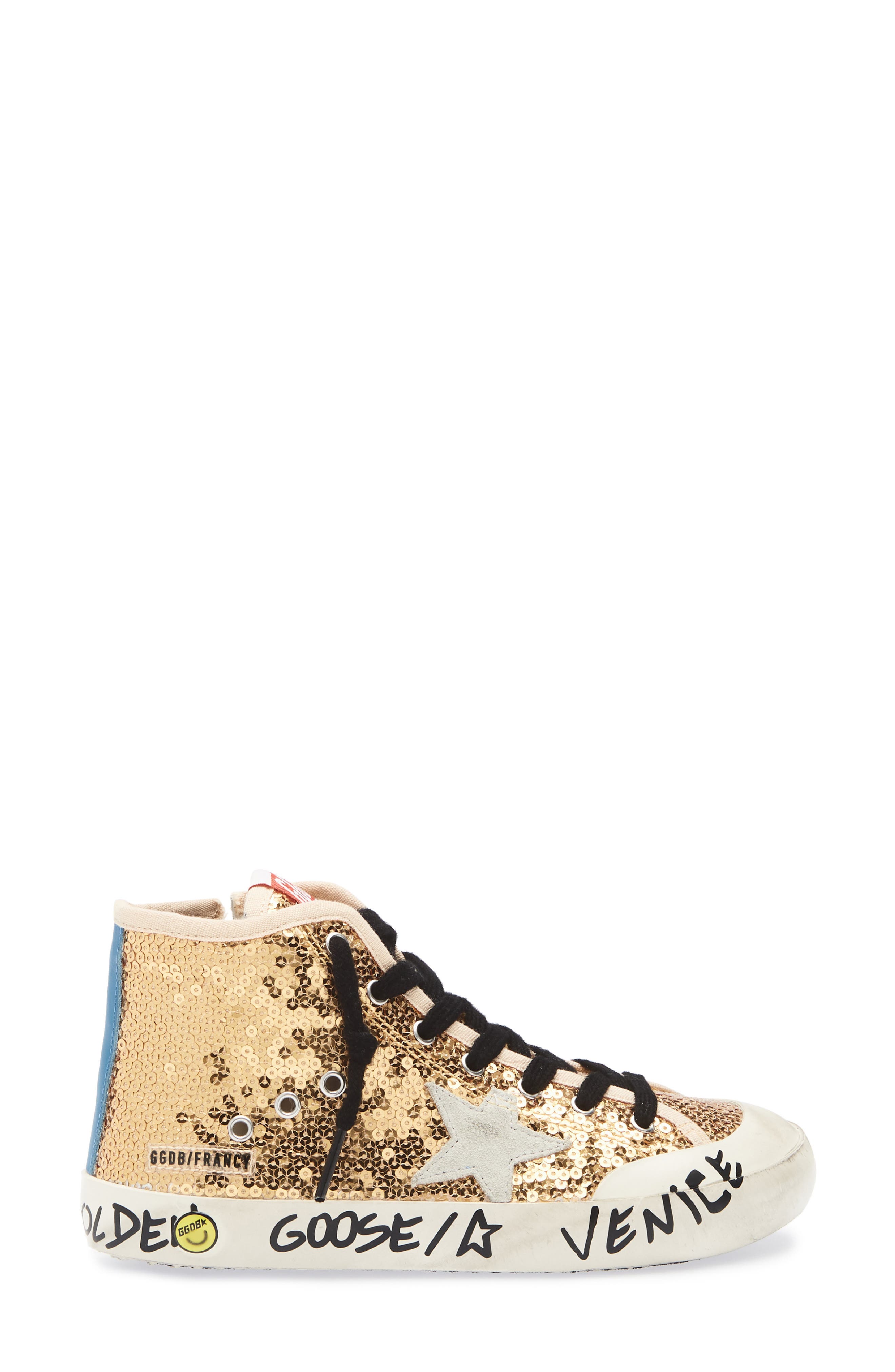 Golden Goose Kids' Francy Penstar Sequin High Top Sneaker, Alternate, color, Gold/ Ice/ Bluette